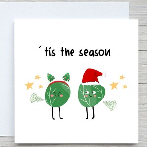 Carte de Noël personnalisée, carte de joyeux Noël, carte de Noël drôle, carte de saison, carte de choux de Bruxelles, carte de vacances drôle