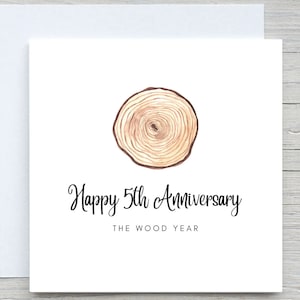 Biglietto di anniversario, biglietto di anniversario personalizzato, biglietto del 5° anniversario, anniversario in legno, 5 anni insieme di anniversario di matrimonio