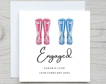 Personalised Engagement Card, Congratulations card, Engagement Card, Engagement Gifts For Couple, boots card, Couples Gift