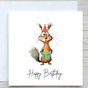 Personalisierte Geburtstagskarte, süsse Geburtstagskarte, süße Eichhörnchen Karte, Geburtstagsgeschenk für sie, für ihn, für Eichhörnchen-Liebhaber