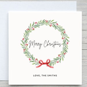 Biglietto di Natale personalizzato, biglietto con ghirlanda di Natale, biglietto per le feste, biglietto personalizzato,
