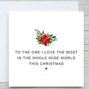 Carte de Noël romantique, celle que j'aime le plus, carte de Noël pour mari, carte de Noël pour femme