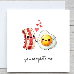 Biglietto di anniversario, Tu mi completi, biglietto romantico, ti amo, biglietto di San Valentino, biglietto di anniversario, per partner, moglie, marito, Egg Bacon