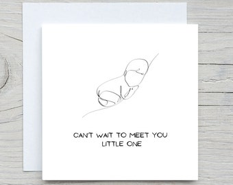 Personalised Baby shower Card, New Born Card, new baby card Cant wait to meet you, pregnancy card