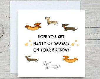 Personalised Birthday card, Funny Birthday card, Plenty Of Sausage Card, Sassy Birthday card, Sausage Dog card