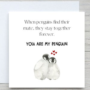 Tarjeta de aniversario personalizada, tarjeta "Eres mi pingüino", tarjeta romántica, tarjeta de amor, para esposo, para esposa