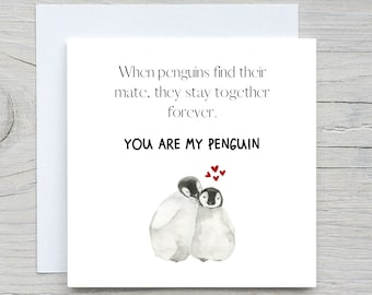 Carta di anniversario personalizzata, sei la mia carta pinguino, carta romantica, carta d'amore, al marito, alla moglie