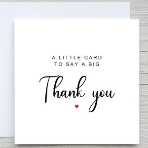 Carte de remerciement, carte de remerciement simple, petite carte pour dire un grand merci, carte de soutien, carte de remerciement