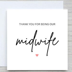 Carte de remerciement sage-femme, carte de remerciement simple, petite carte pour dire un grand merci d'avoir été notre sage-femme, carte d'appréciation