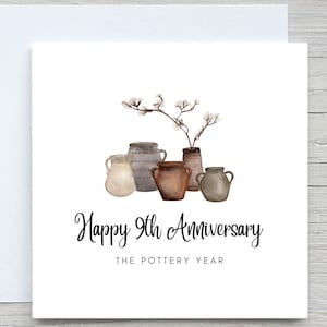 Biglietto di anniversario, biglietto di anniversario personalizzato, biglietto del 9° anniversario, anniversario della ceramica, 9 anni insieme di anniversario di matrimonio