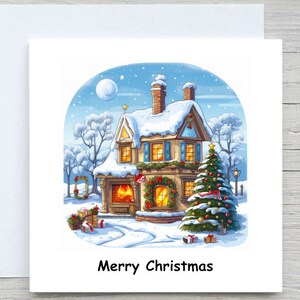 Tarjeta de Navidad personalizada, Feliz Navidad, Tarjeta navideña, Escena de invierno, Tarjeta navideña