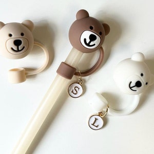 Berretto di paglia Stanley Bear personalizzato, Stanley Topper, Stanley Accessories Straw Cover, per gli amanti degli orsi, bicchiere di paglia personalizzato