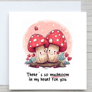 Tarjeta de aniversario, tan hongo en mi corazón para ti, tarjeta romántica, tarjeta de amor, para esposo, para esposa, para pareja, hongo, regalo de aniversario