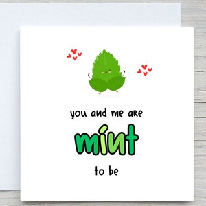Happy Anniversary Card, bedoeld om te zijn, Happy Valentine's Day Card, romantische kaart, ik hou van je-kaart, jubileumkaart, Mint to be