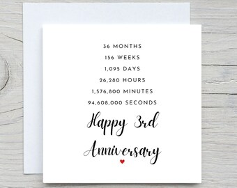 Funny 3rd Anniversary Card, 1095 Days Married Card, Funny Anniversary ...