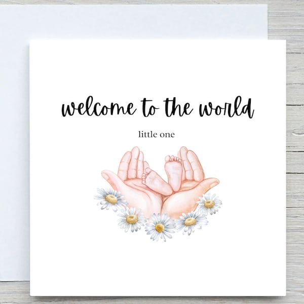 Carte de bienvenue personnalisée pour nouveau-né dans le monde, carte de bébé de petits pieds, carte de nouveau-né