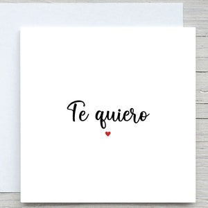 Tarjeta del día de San Valentín, tarjeta de felicitación de amor, tarjeta de te amo, te quiero, tarjeta romántica, regalo de San Valentín, te amo en español