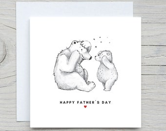 Tarjeta del día del padre, tarjeta para papá, te amo tarjeta de papá, feliz día del padre, tarjeta de oso lindo, Beary mucho