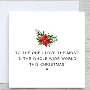 Romantic Christmas Card , The one I love the most, Husband Christmas Card, Wife Christmas Card