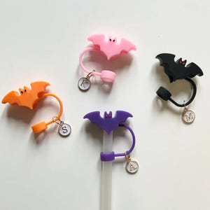 Custom Bat Straw Topper: Halloween Drink Cover with Alloy Charm