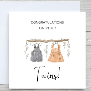 Personalized Twins Baby Shower Card: Congratulations Card