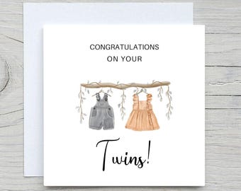 Gepersonaliseerde babyshowerkaart tweeling: gefeliciteerd