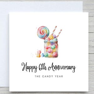 Personalized 6th Anniversary Card: Candy Theme