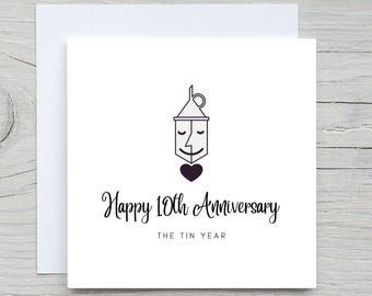 Cartão personalizado de 10º aniversário: Tin Anniversary