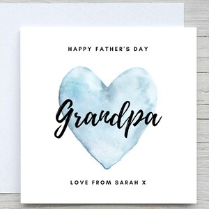 Personalized Father&#39;s Day Card for Grandpa: Watercolor Heart