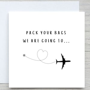 biglietti di viaggio personalizzati, fai le valigie, andiamo a, biglietto di viaggio a sorpresa, biglietto di vacanza a sorpresa