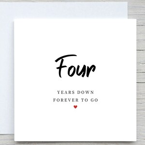 4 jaar geleden, forever-to-go-kaart, 4e verjaardagskaart, jubileumkaart voor partner, jubileumcadeau