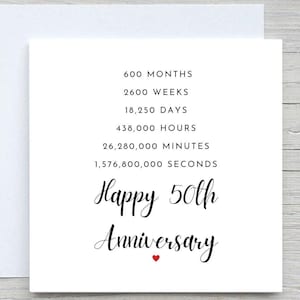 50th Anniversary Card, Personalised anniversary card,  50 years married card, Golden Anniversary