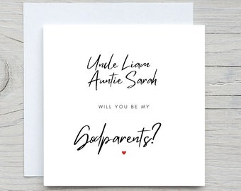 Personalised Godparents card, christening card, Will You Be My Godparents card, Proposal Card, Baptism card