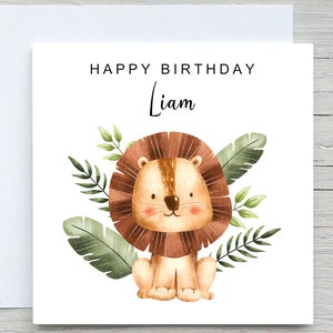 Personalised Name Birthday card, Lion Boy birthday card, Kids birthday card, add name card