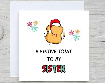 Feestelijke toastkerstkaart voor zus