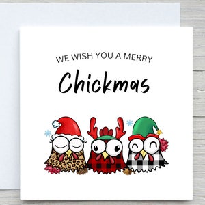 Biglietto di Natale personalizzato, divertente biglietto di Natale con pollo, biglietto Happy Chickmas, per gli amanti dei polli, biglietto per contadino