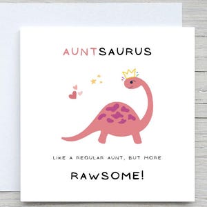 Mothers day card, Aunt Mothers day card, Card for Aunt, Auntsaurus personalised card for Aunt, Mothers day gift for aunt