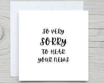 Personalised Sympathy card, Sorry to hear your news, thinking of you card, sad time card, sending you love, get well soon card