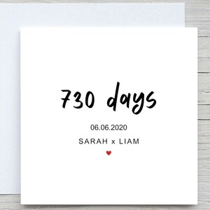 Tarjeta de segundo aniversario, tarjeta personalizada de segundo aniversario, para esposo, para esposa, tarjeta de segundo aniversario, regalo de segundo aniversario