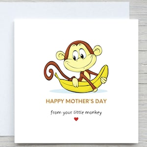 Tarjeta del día de la madre, tarjeta para mamá, tarjeta de From your little Monkey, tarjeta personalizada para mamá