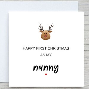 Carte de Noël personnalisée, première carte de Noël pour grand-mère, 1ère carte de Noël, cartes de Noël de nounou, première carte de nounou de Noël