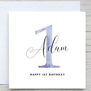 Carte d'anniversaire personnalisée de bébé garçon, carte de premier anniversaire, carte de neveu, carte de petit-fils, carte de 1er anniversaire, ajout d'un nom et d'une carte d'âge