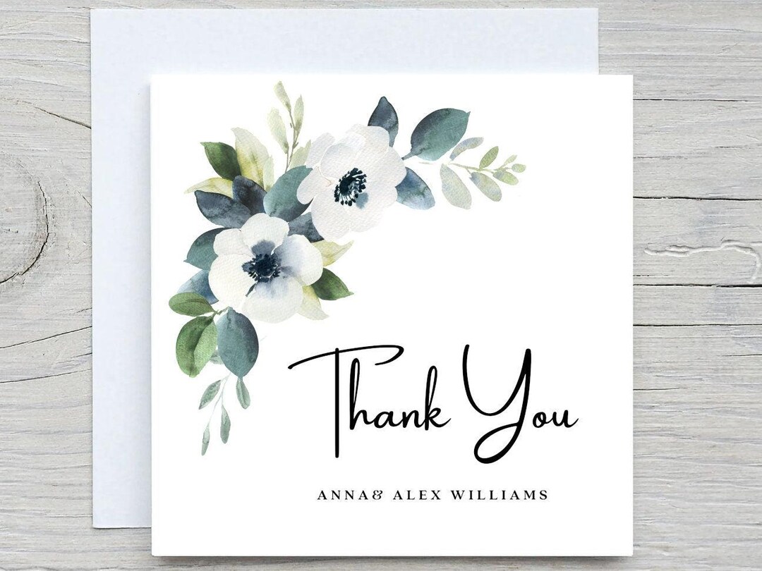 Personalized Floral Thank You Card: Elegant Wedding Stationery - Etsy