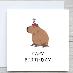 Funny birthday card, Capybara Birthday Card, Capy Birthday, Cute cards, Funny Cards, Birthday Cards