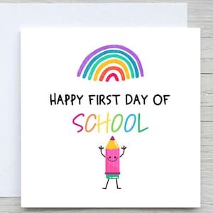 Personalised Back to School Card, New School Good Luck, Back To School Card, Good luck, Happy first day of school