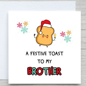 Biglietto di Natale, biglietto di brindisi festivo, per mio fratello Biglietto di Natale, biglietto regalo di Natale, da sorella, regalo di Natale per fratello