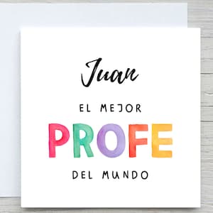 Gepersonaliseerde lerarenbedankkaart, lerarenkaart, lerarenkaart Spaans, La mejor profesora-kaart, beste leraar