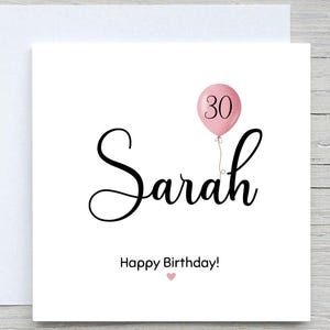 Personalised 30th Birthday Card For Her, Happy Thirtieth Birthday Card, 30th Birthday Card, 30th Birthday Gift for friend or Sister