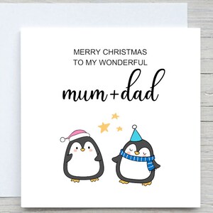 Biglietto di Natale per mamma e papà, biglietto di Natale con pinguino per mamma e papà, biglietto con poesia di Natale, biglietto di Natale personalizzato per i genitori, Natale