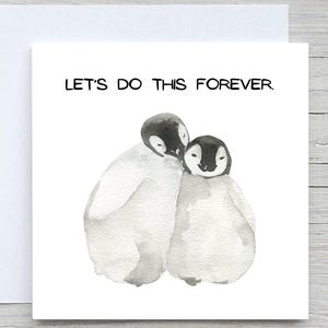 Valentinstag Karte, Liebe Grußkarte, ich liebe dich Karte, süße Pinguin Karte, romantische Karte, Geschenk zum Valentinstag